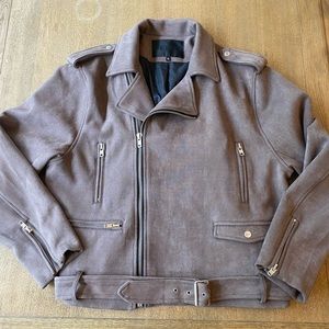 Men’s Grey Suede Biker Jacket